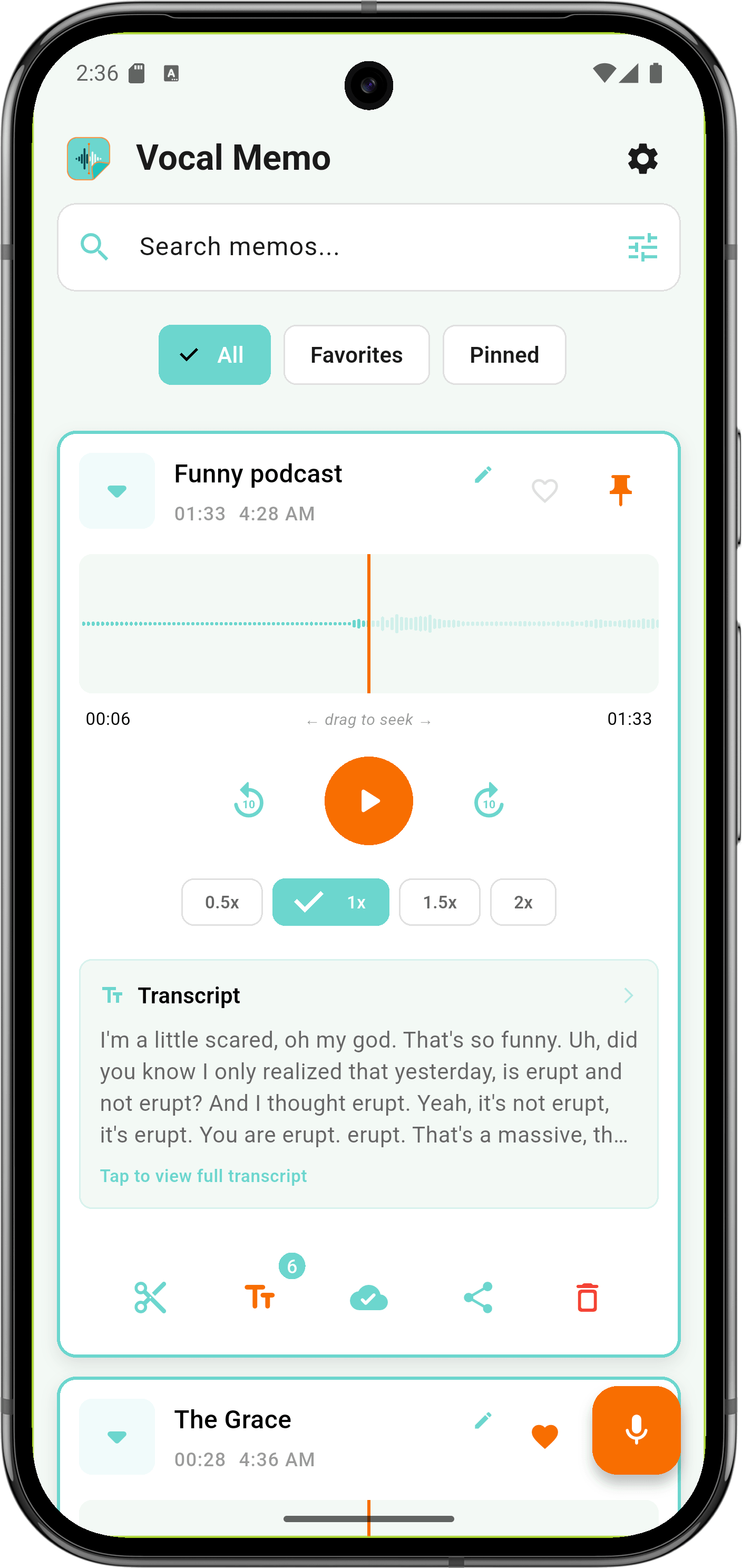 Waveform playback screen